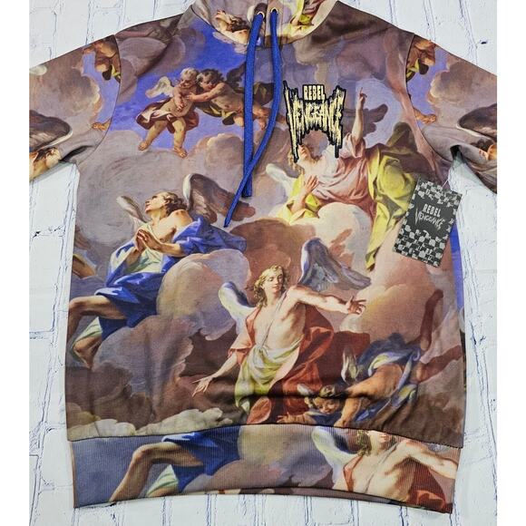 Rebel Vengeance Boticelli Wearable Art Print Hoodie Pullover MENS SIZE S - Picture 9 of 13